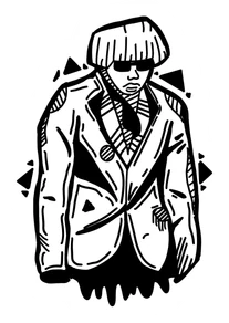 IGOR — a suited figure drawn in black-and-white line art